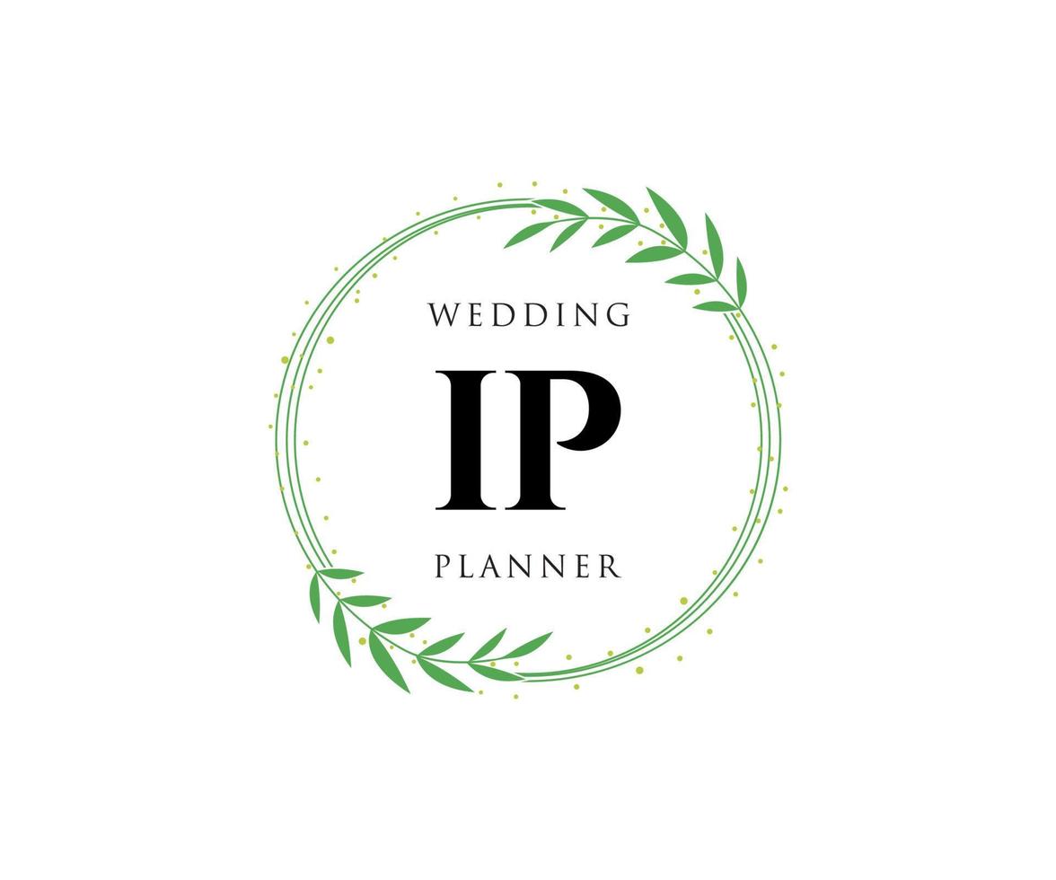 ip initialen brief hochzeitsmonogramm logos sammlung, handgezeichnete moderne minimalistische und florale vorlagen für einladungskarten, save the date, elegante identität für restaurant, boutique, café im vektor