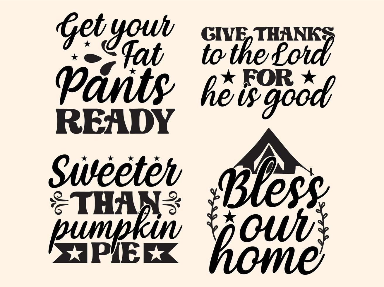 Happy Thanksgiving Day T-Shirt Design Set, Thanksgiving Day T-Shirt Design Bundle vektor