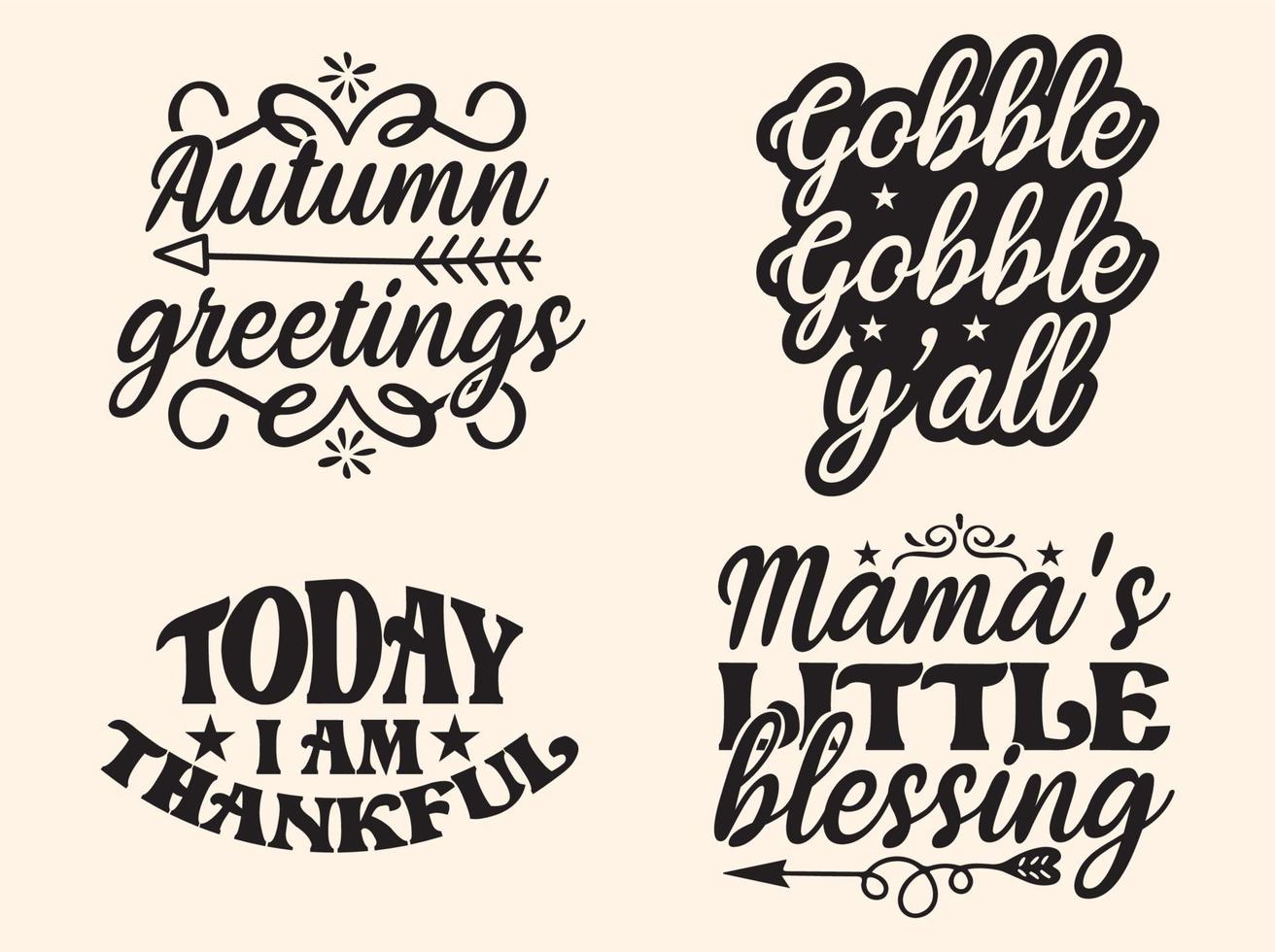 Happy Thanksgiving Day T-Shirt Design Set, Thanksgiving Day T-Shirt Design Bundle vektor