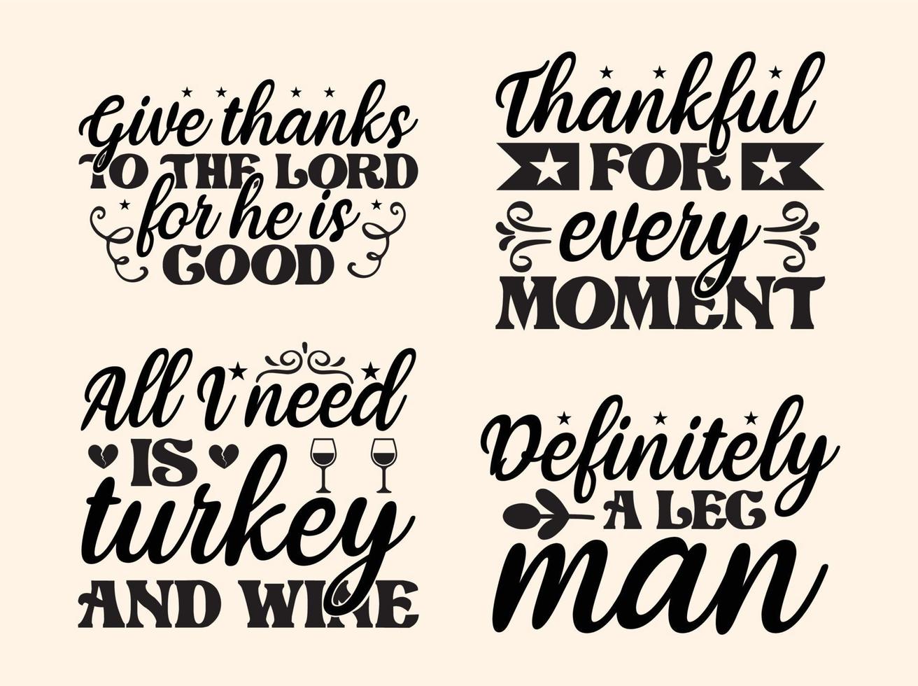 Happy Thanksgiving Day T-Shirt Design Set, Thanksgiving Day T-Shirt Design Bundle vektor