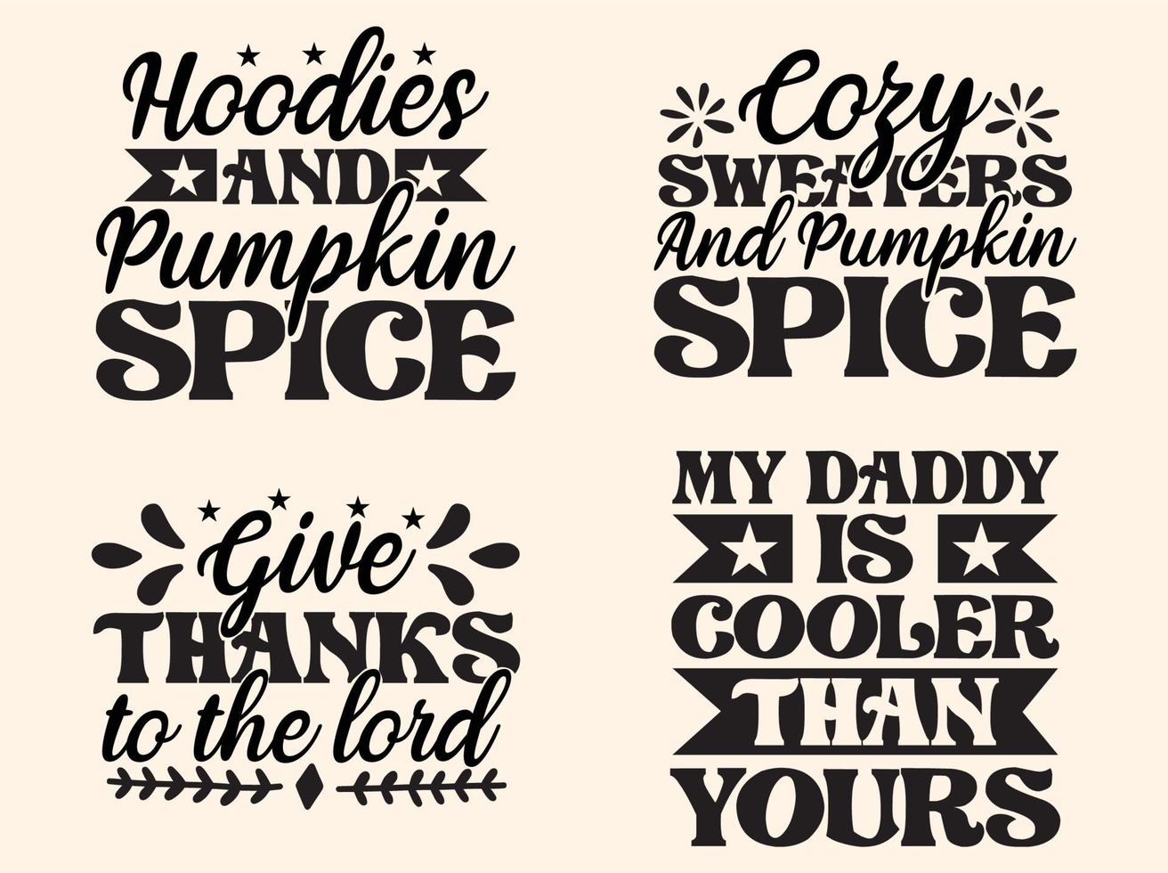 Happy Thanksgiving Day T-Shirt Design Set, Thanksgiving Day T-Shirt Design Bundle vektor