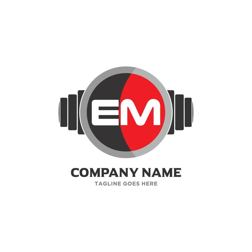 em-Brief-Logo-Design-Symbol Fitness- und Musikvektorsymbol. vektor