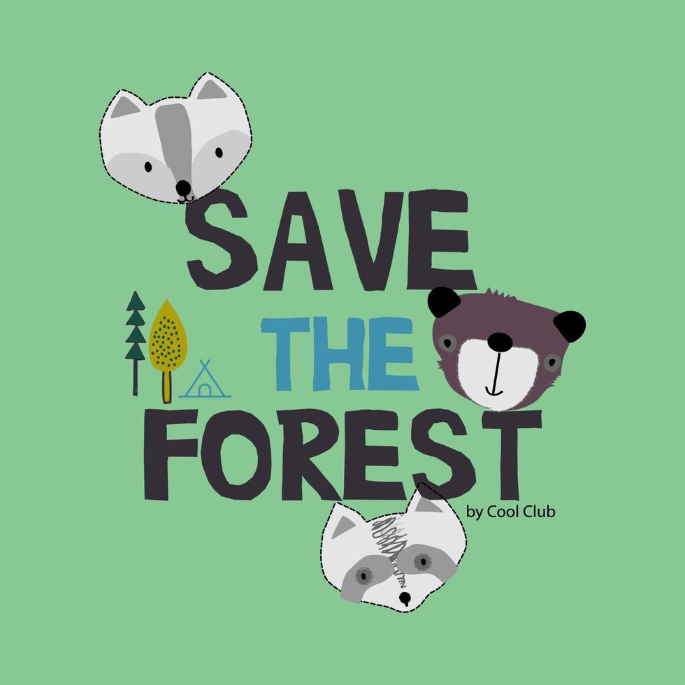 överklagande till spara de skog. vektor illustration med djur av de trän