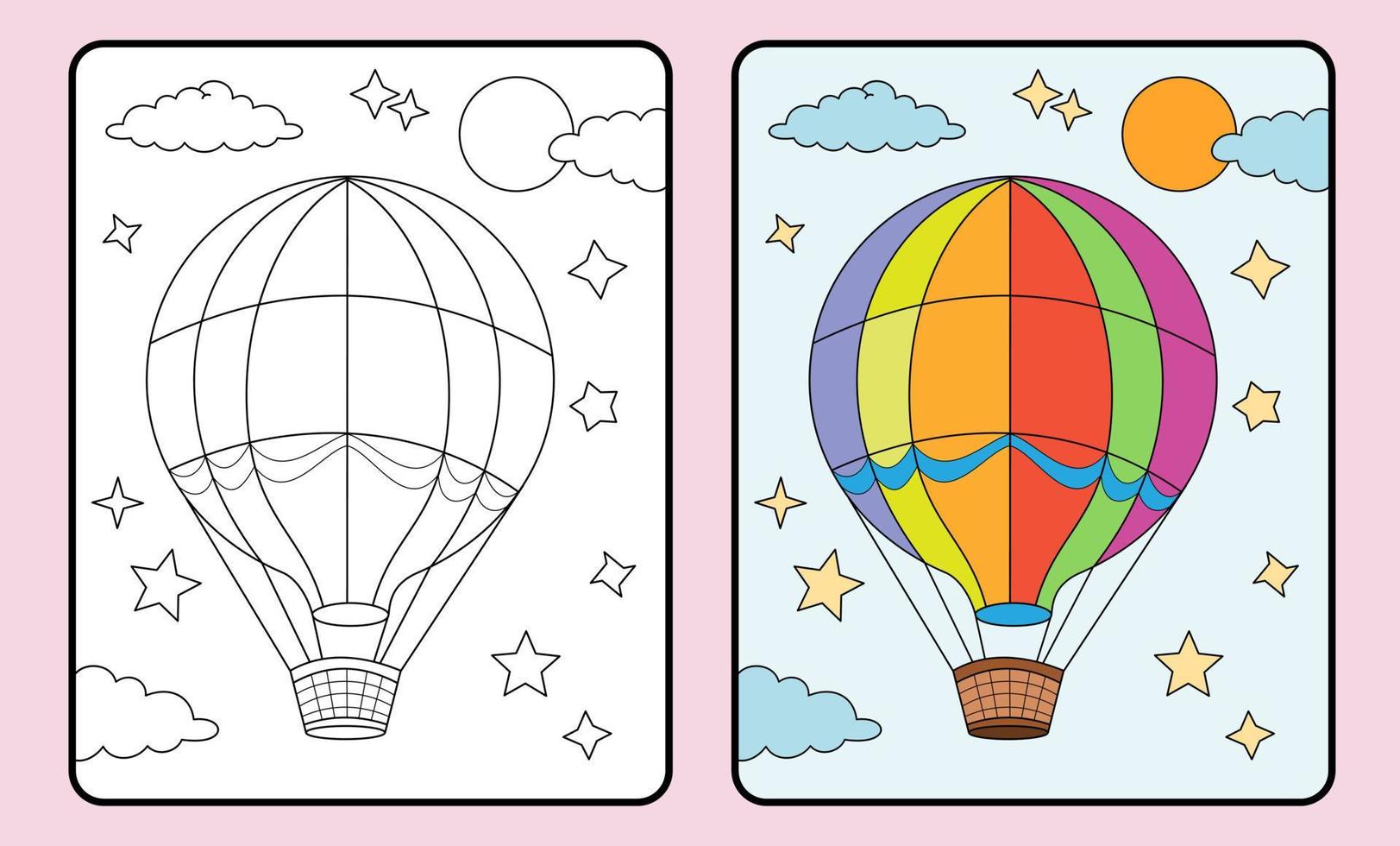Malen lernen für Kinder und Grundschule. bunte Heißluftballons vektor