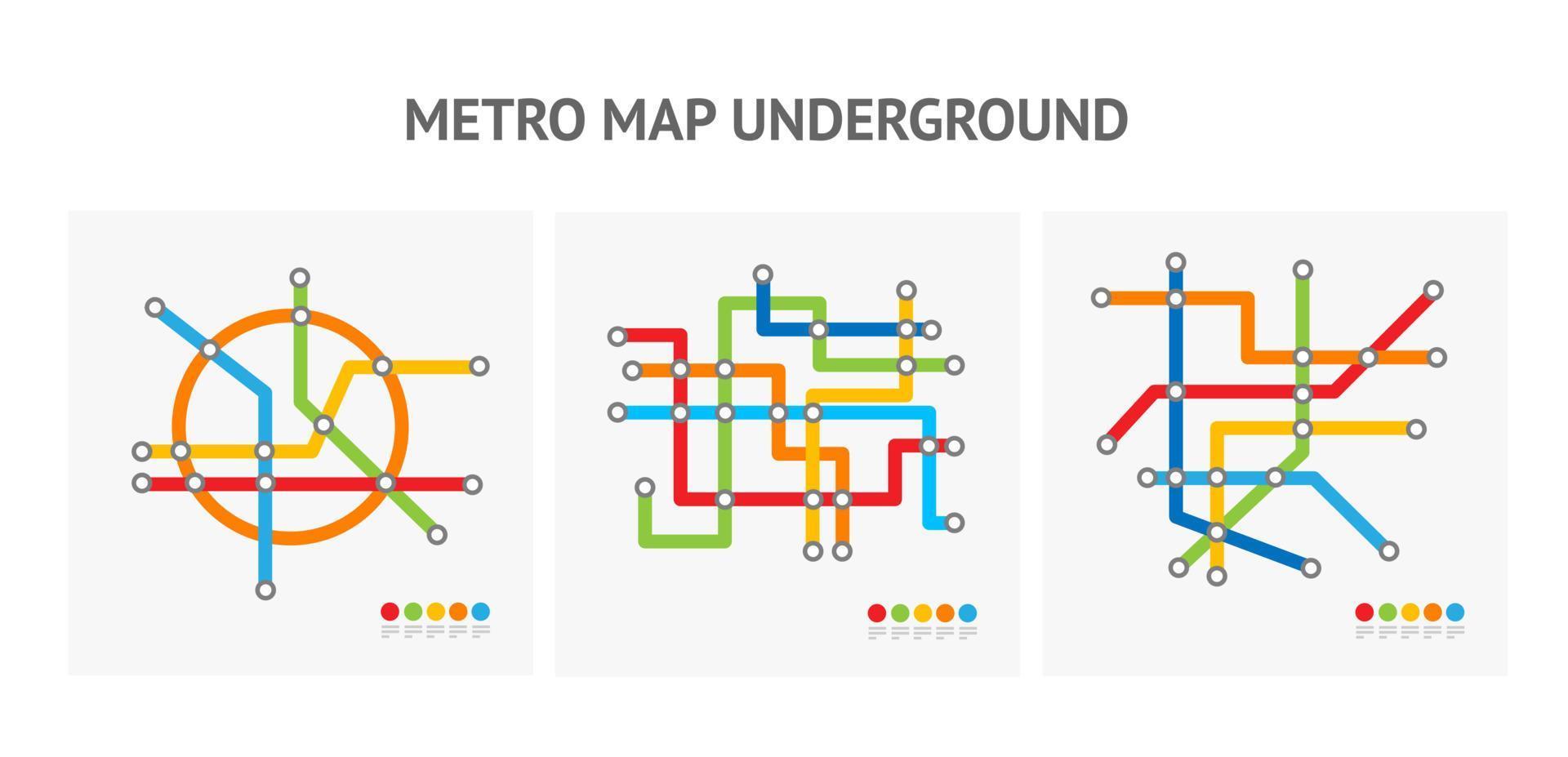 underjordisk metro Karta mycket liten ikon uppsättning. vektor