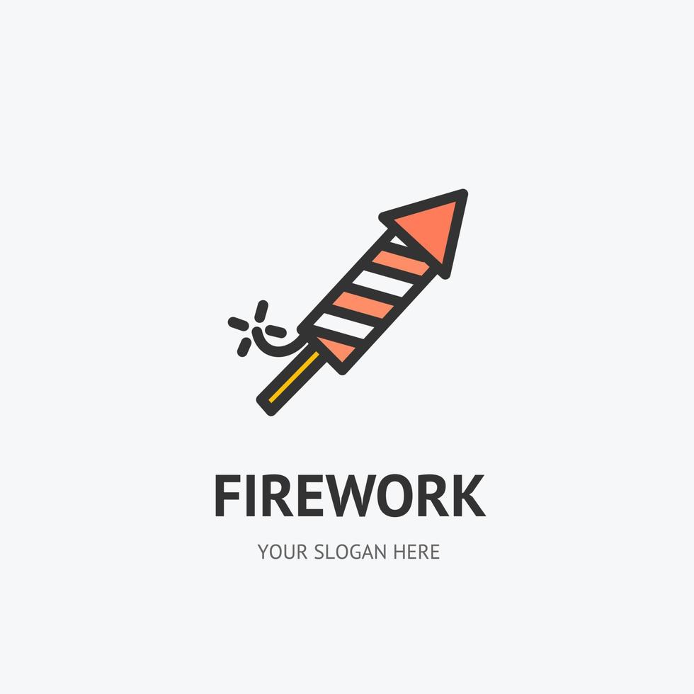 Pyrotechnik Rakete Feuerwerk Zeichen dünne Linie Symbol Emblem Konzept. Vektor