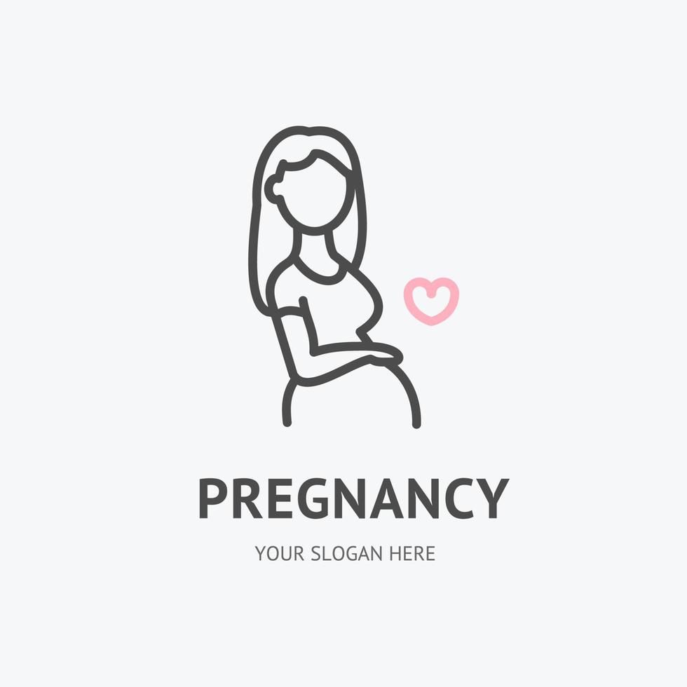 graviditet kvinna tecken tunn linje ikon emblem begrepp. vektor