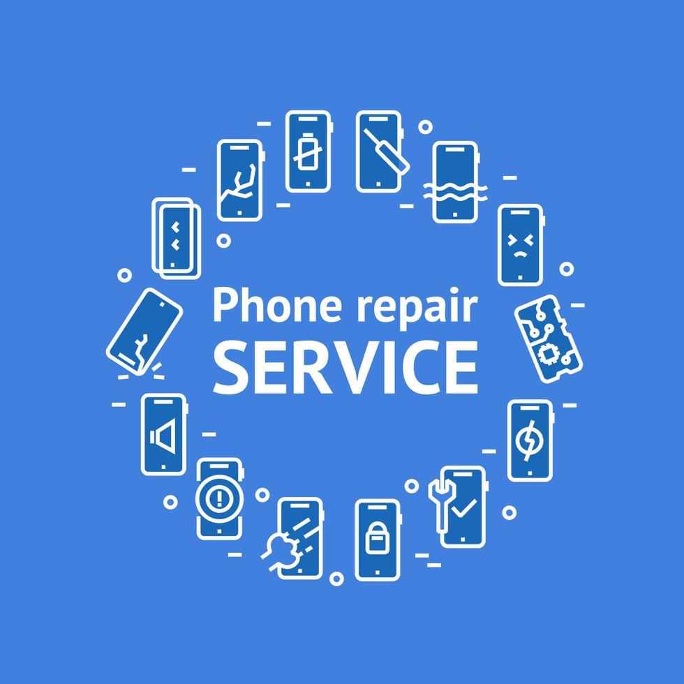 telefon reparera service runda design mall tunn linje ikon begrepp. vektor