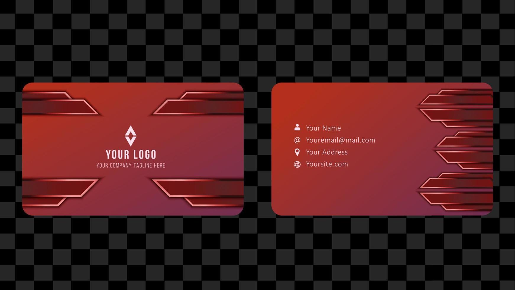 rote Namenskarte und Visitenkartenvorlage entwerfen abstrakten Hintergrund vektor