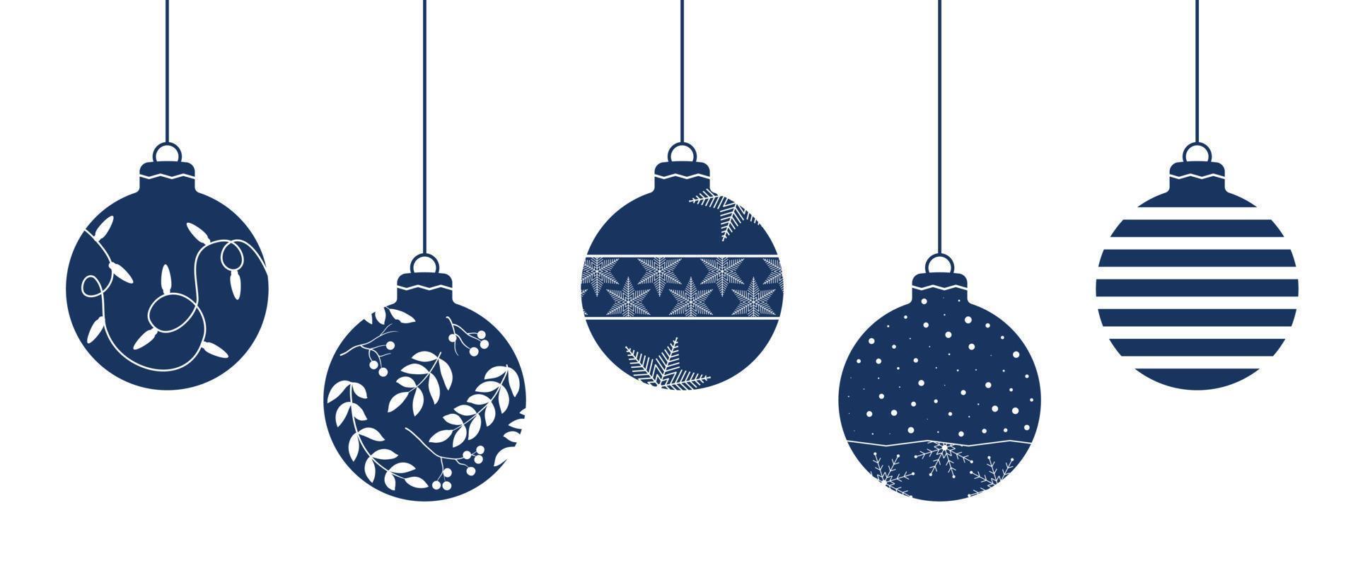 weihnachten und guten rutsch ins neue jahr konzept hintergrundvektor. elegante dekorative hängende Weihnachtskugeln, nahtloses Muster auf weißem Hintergrund. designillustration für tapete, karte, cover, poster. vektor