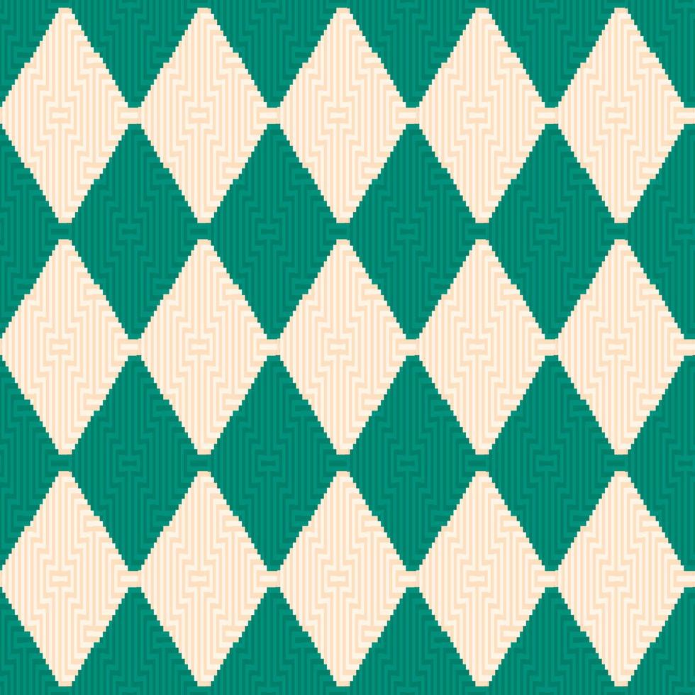 abstrakt grafisk argyle sömlös mönster. grön och grädde Färg geometrisk linje tyg för skapande skön interiörer eller Kläder. mode industri. årgång retro modern stil. vektor illustration