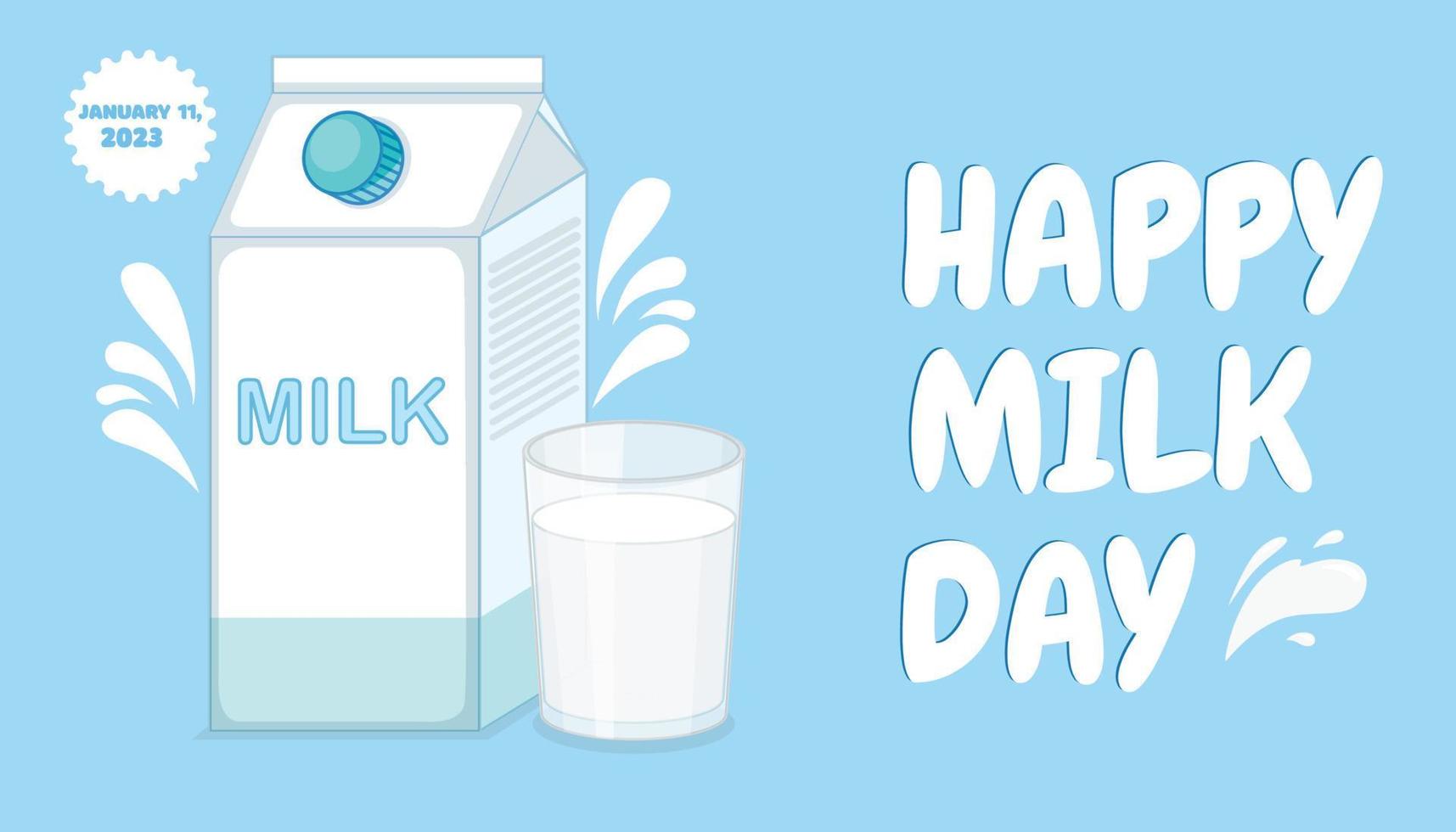 Lycklig mjölk dag baner design. blå och vit belysande nationell mjölk dag. vektor