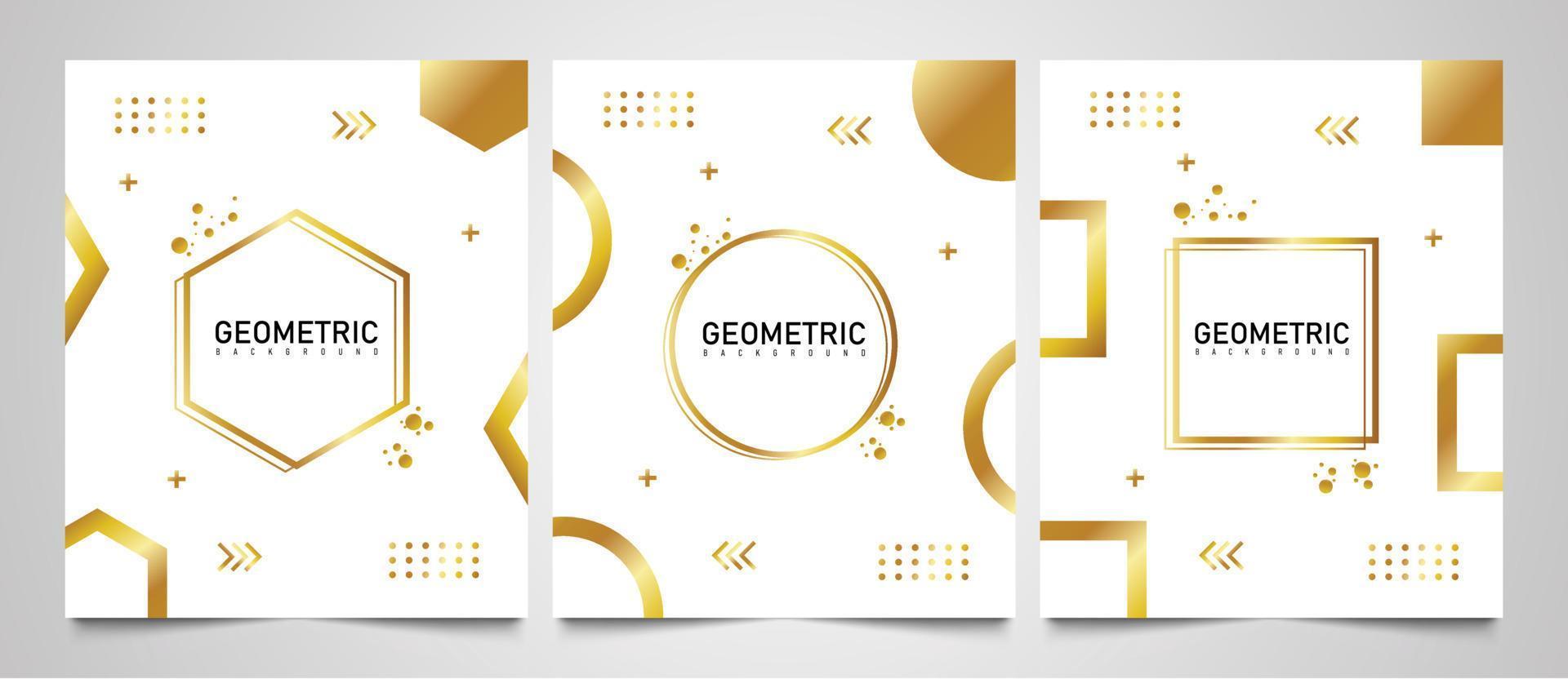 satz von erstklassigen goldenen abstrakten geometrischen hintergrundabdeckungen, sammlung von coolen hellen goldabdeckungen abstrakte formenschablone. vektor