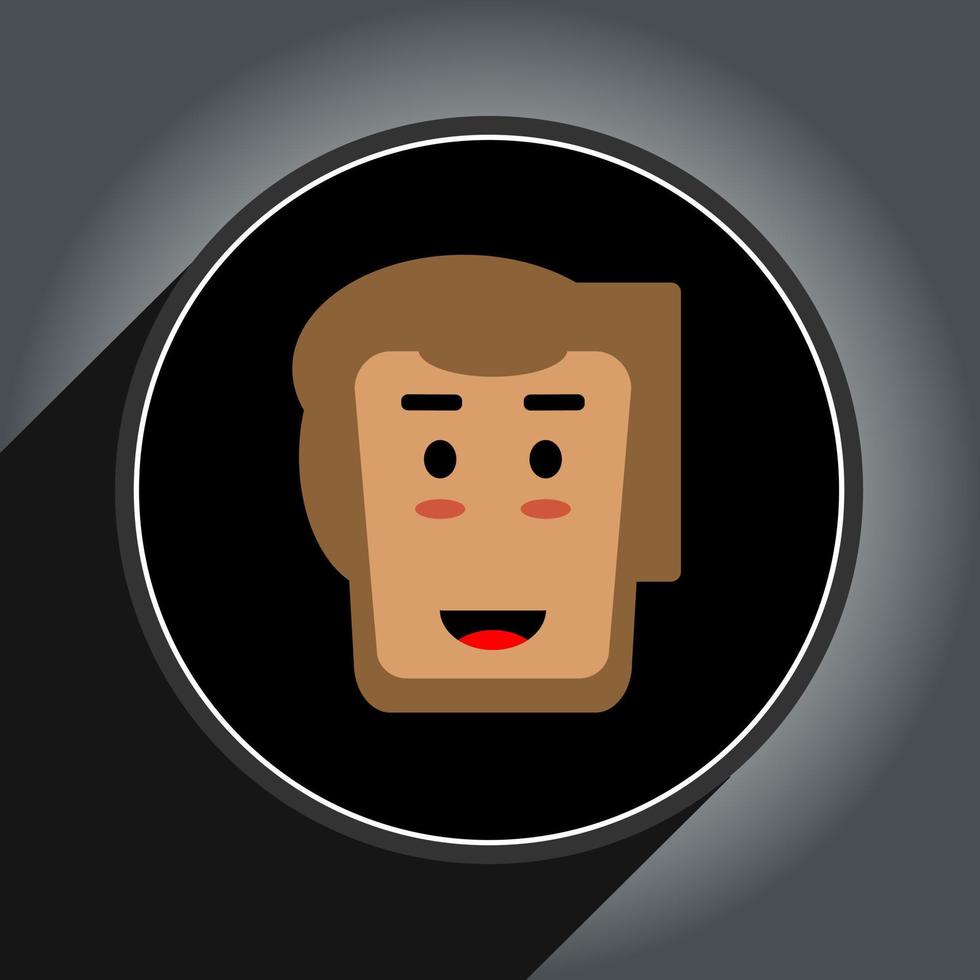 tecknad serie avatar huvud design platt stil i cirkel.profil ikon proffs vektor. vektor