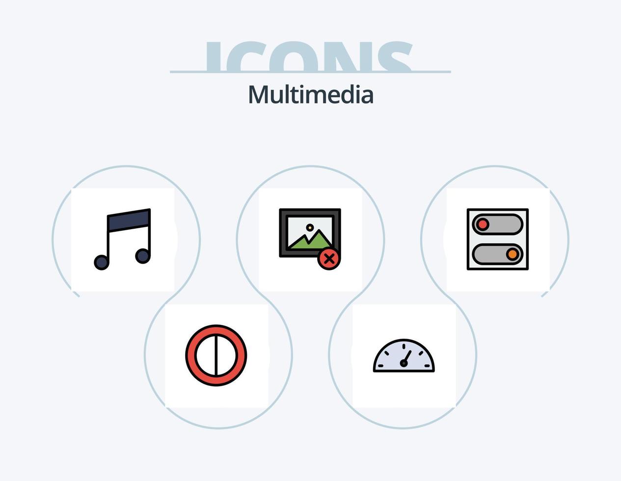 Multimedia-Linie gefüllt Icon Pack 5 Icon-Design. . Album. . Optionen vektor