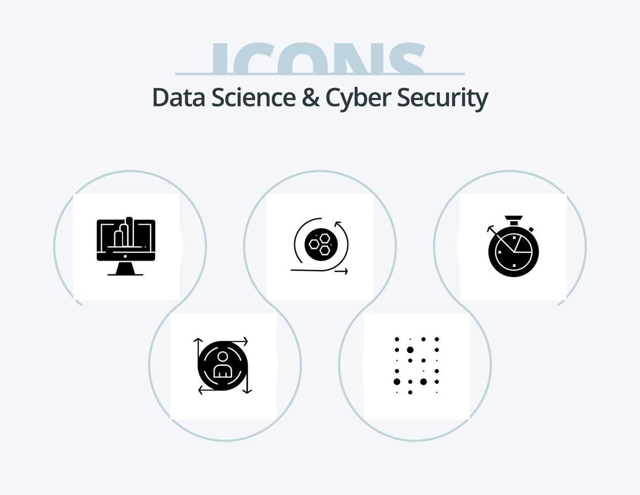 data vetenskap och cyber säkerhet glyf ikon packa 5 ikon design. tid. sedan. dator. modellering. modellering vektor