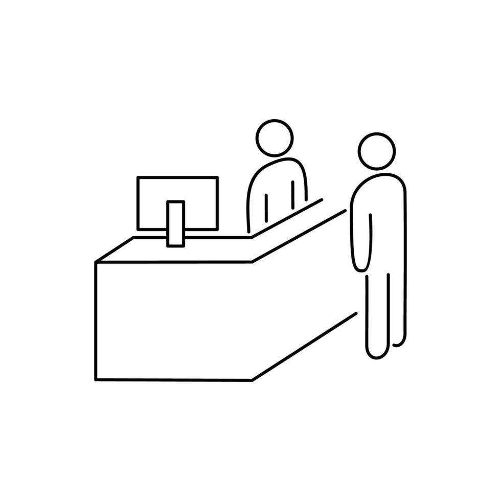 reception skrivbord ikon design. kund service tecken och symbol. vektor