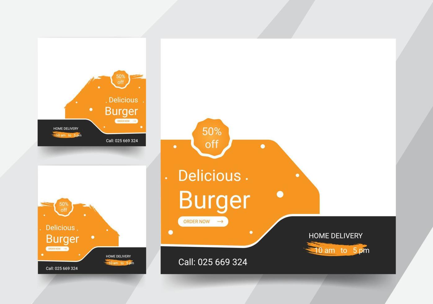 Burger-Essen, Social-Media-Template-Design vektor