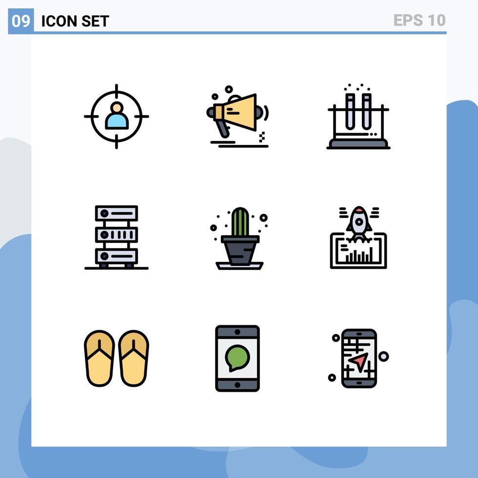 packa av 9 kreativ fylld linje platt färger av server databas meddelande data rör redigerbar vektor design element