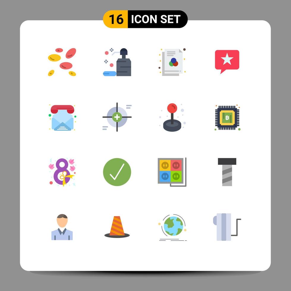 användare gränssnitt packa av 16 grundläggande platt färger av e-post stjärna fil meddelande chatt redigerbar packa av kreativ vektor design element