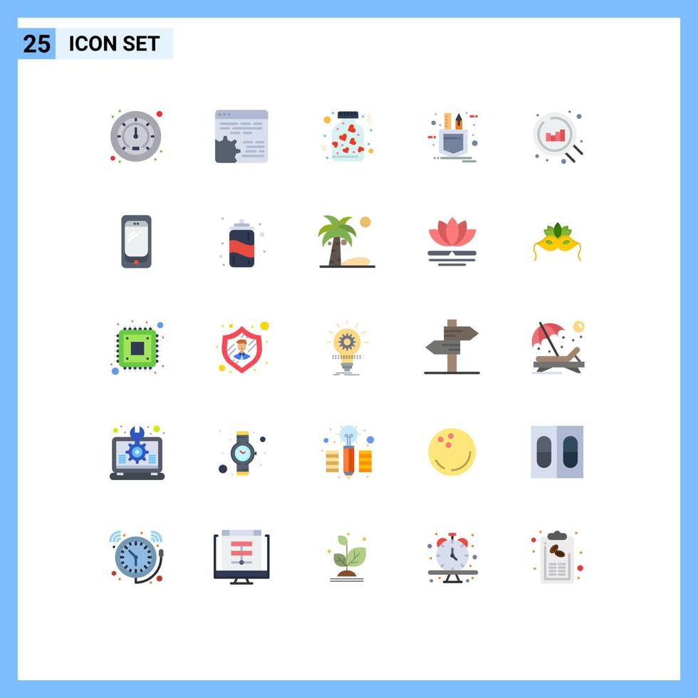 uppsättning av 25 modern ui ikoner symboler tecken för Diagram skiss hjärta verktyg lappa redigerbar vektor design element