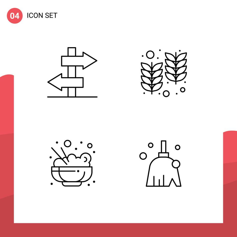 Stock Vector Icon Pack mit 4 Zeilen Zeichen und Symbolen für Board Reis Farm Weizen sauber editierbare Vektordesign-Elemente