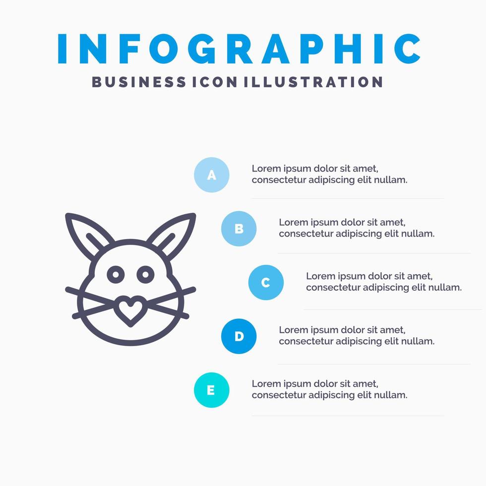 kanin kanin kärlek söt påsk linje ikon med 5 steg presentation infographics bakgrund vektor