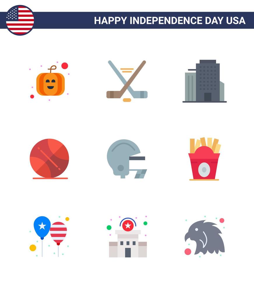 9 platt tecken för USA oberoende dag frysa fotboll kontor amerikan sporter redigerbar USA dag vektor design element