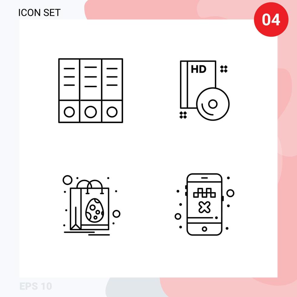 linje packa av 4 universell symboler av arkiv påsk Blu Ray skiva handla redigerbar vektor design element