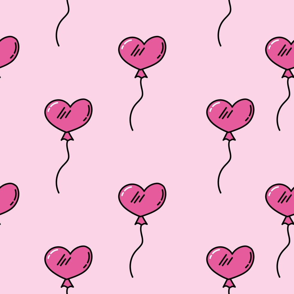 rosa sömlös mönster med hjärtan ballonger. klotter hjärta omslag papper för hjärtans dag. romantisk sömlös bakgrund för Semester dekor. söt klotter illustration. kärlek och romantisk begrepp vektor
