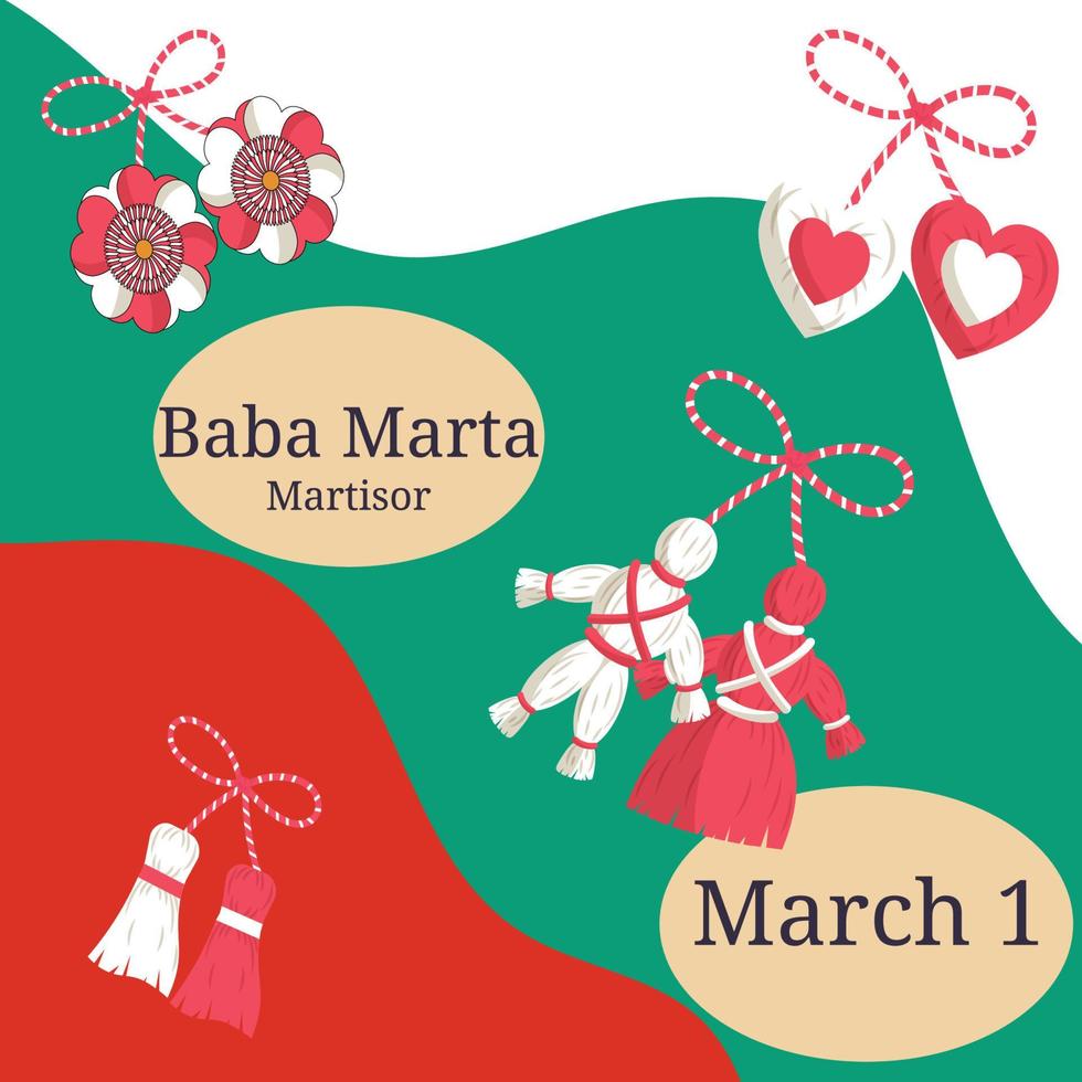 baba marta festival schild, bulgarischer feiertag vektor