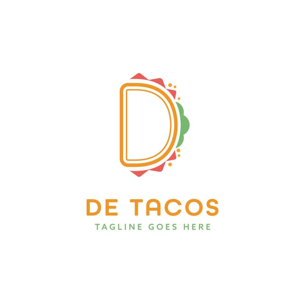 första brev d tacos mat enkel logotyp ikon vektor