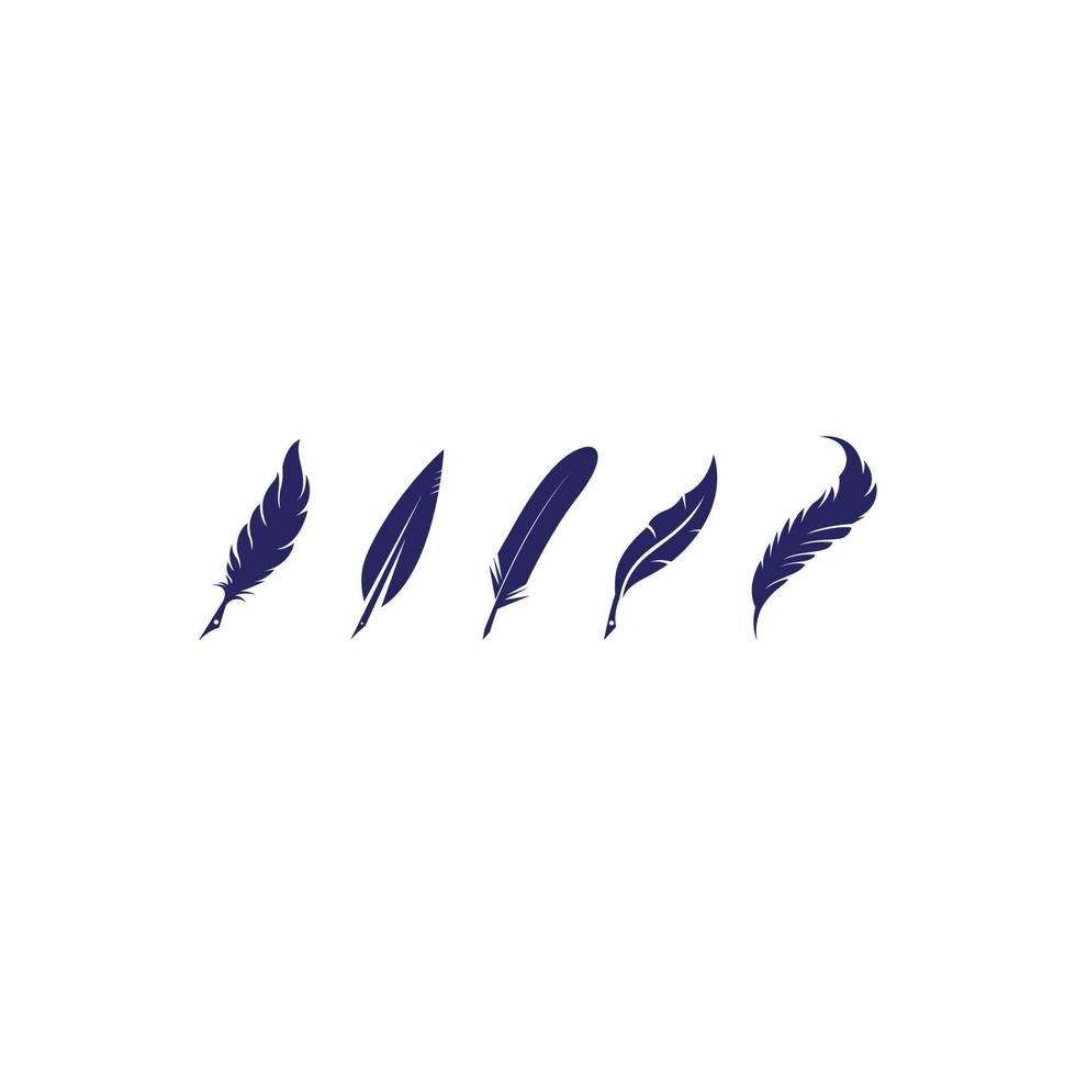 fjäder penna logotyp mall vektor illustration