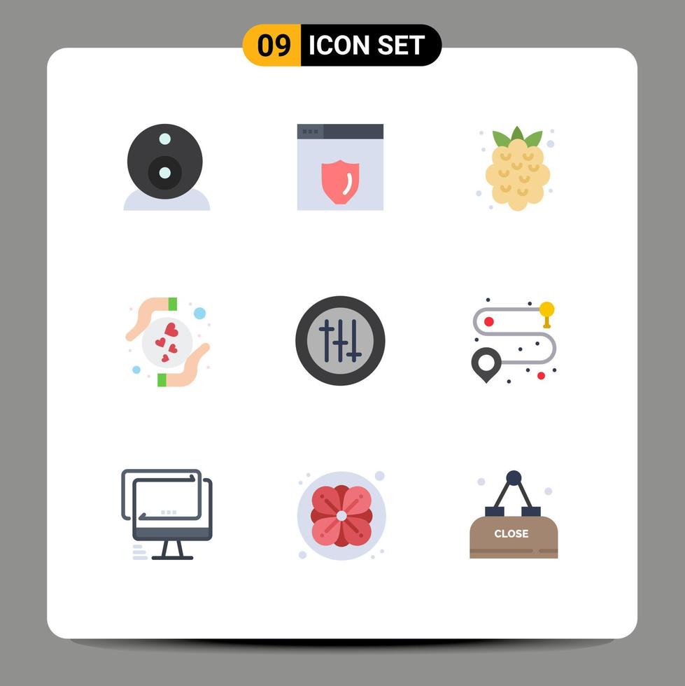 uppsättning av 9 modern ui ikoner symboler tecken för punkt preferenser frukt alternativ kärlek redigerbar vektor design element
