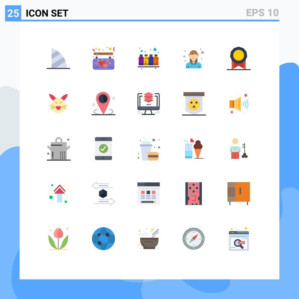 uppsättning av 25 kommersiell platt färger packa för kvinna anställd kärlek avatar utskrift redigerbar vektor design element