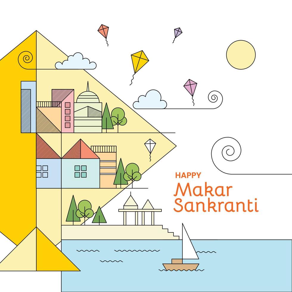 makar sankranti Indien drake festival social media posta design eller vektor illustration