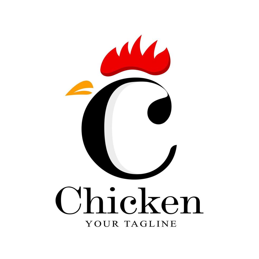 Modernes Logo-Icon-Design mit Hühnerkopf. abstrakte Vektorillustration, grafisches Symbol für Geschäftsidentität. Restaurant, Fastfood. Designvorlage. Lebensmittel-Logos vektor