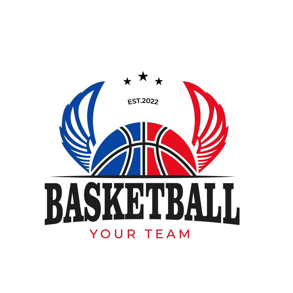 gata basketboll illustration, med vingar. amerikan sporter basketboll klubb logotyp, basketboll klubb. turnering basketboll klubb emblem, mall design. vektor