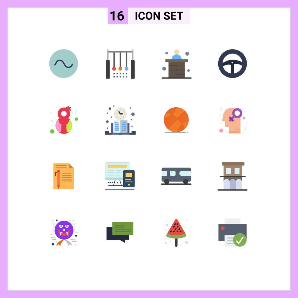 16 universell platt färger uppsättning för webb och mobil tillämpningar genre åtta Mars skrivbord hjul bil redigerbar packa av kreativ vektor design element