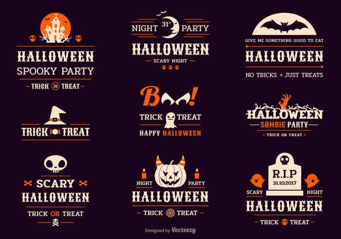 Halloween-Feier-Typografie-Etiketten vektor