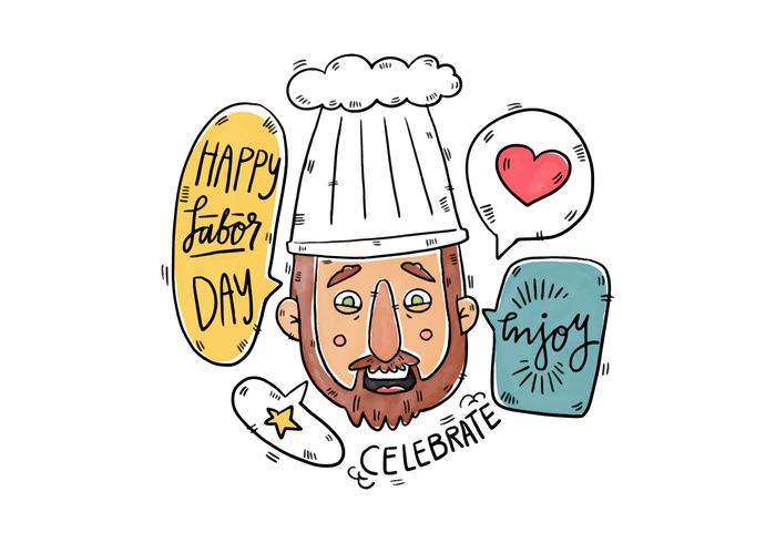 Hand gezeichnet Chef Worker für Labor Day Vector