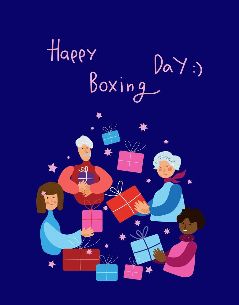 xmas eve. boxning dag. jul gåvor. ny år firande, begrepp baner vektor platt illustration