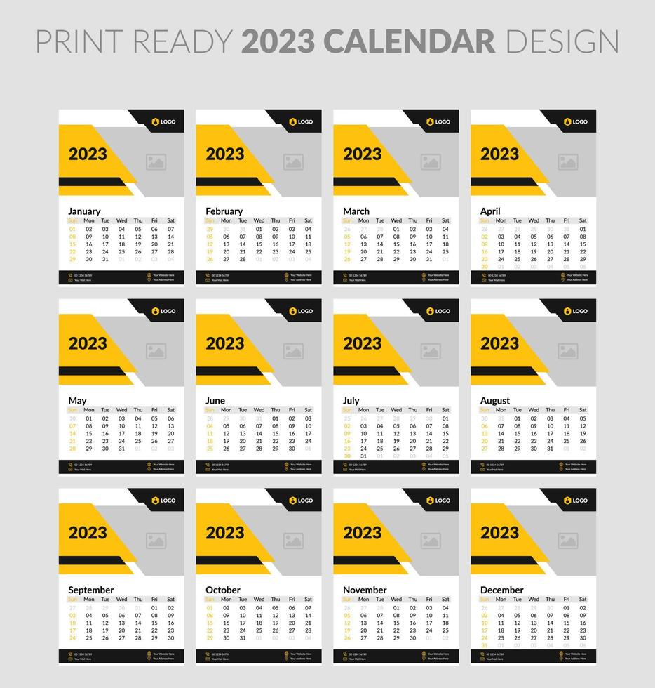 2023 kalender. redigerbar illustration sida mall a4, a3, uppsättning av 12 månader med omslag. vecka Start på söndag. vertikal redigerbar sida, vägg kalender vektor illustration. enkel företags- kort, planerare