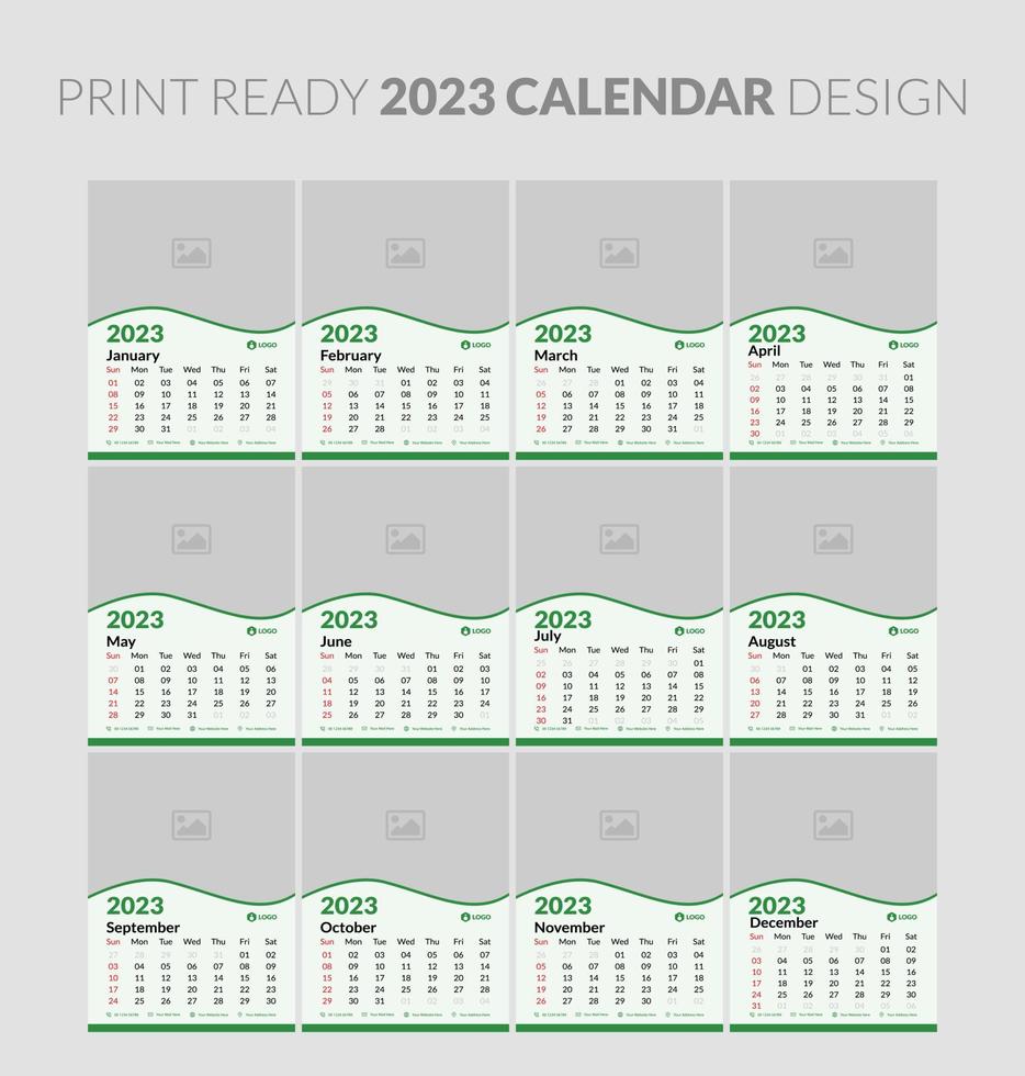 2023 kalender. redigerbar illustration sida mall a4, a3, uppsättning av 12 månader med omslag. vecka Start på söndag. vertikal redigerbar sida, vägg kalender vektor illustration. enkel företags- kort, planerare