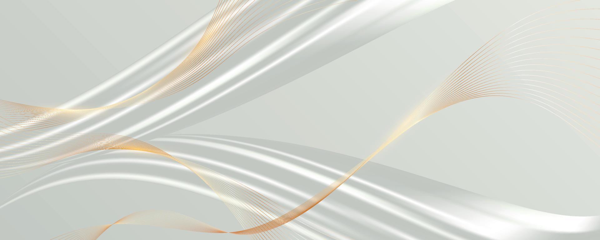 abstrakt 3d vit bakgrund med gyllene rader vektor