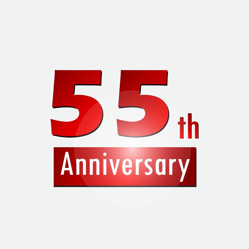 röd 55:e år årsdag firande enkel logotyp vit bakgrund vektor