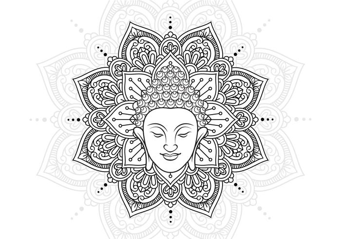 Buddhahuvud och Lotus Mandala vektor