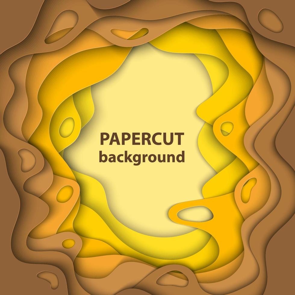 vektor bakgrund med gul lutning Färg papper skära former. 3d abstrakt papper konst stil, design layout för företag presentationer, flygblad, affischer, grafik, dekoration, kort, broschyr omslag.