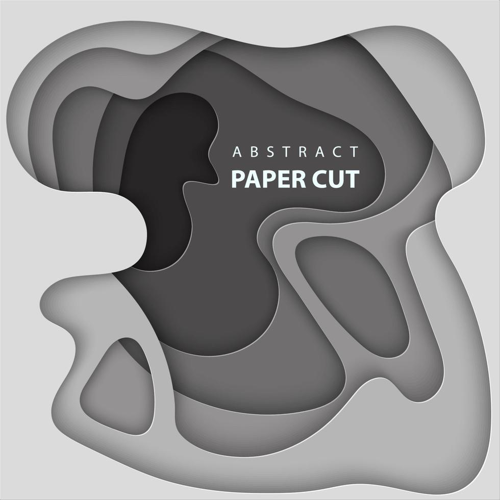 vektor bakgrund med vit och grå Färg papper skära former. 3d abstrakt papper konst stil, design layout för företag presentationer, flygblad, affischer, grafik, dekoration, kort, broschyr omslag.