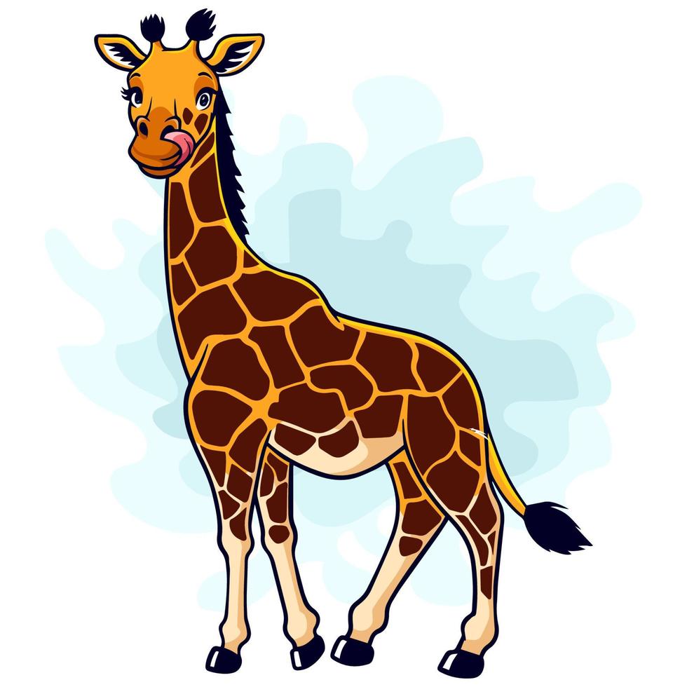 lustige giraffe der karikatur lokalisiert auf weißem hintergrund vektor